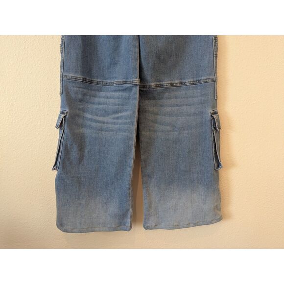 Fashion Nova Back Talking Stretch Straight Cargo Jeans  Sz 7 - Picture 9 of 13